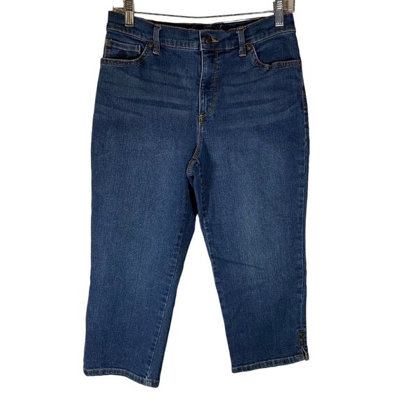 Gloria Vanderbilt Amanda Capri Jeans Distressed Silt Hem Med Wash Women Size‎ 6 - Picture 1 of 12